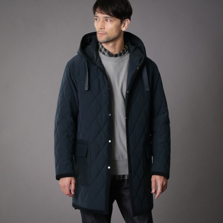 【SANYOCOAT MEN】 フーデッドキルトコート ネイビー