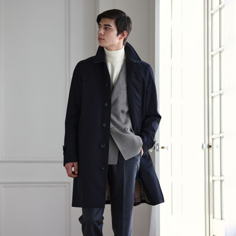 【SANYOCOAT MEN】 ＜100年コート＞バルマカーンコート（三陽格子） ネイビー