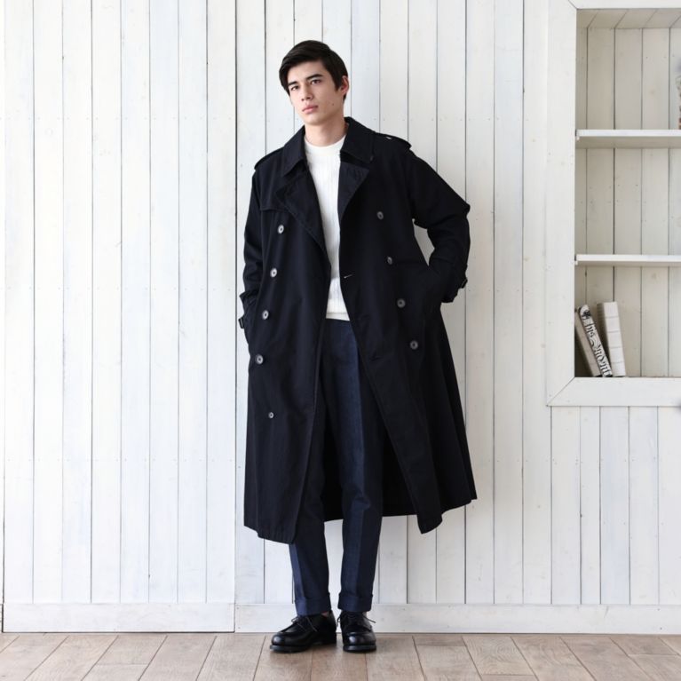 ＜三陽商会＞【サンヨー コート メン(SANYO COAT MEN)】＜100年コート＞エイジドクラシックダブルトレンチコート ブラック 送料無料！