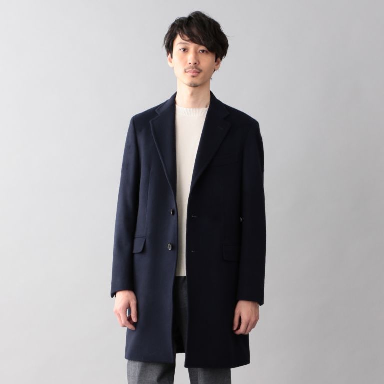 ＜三陽商会＞【サンヨー コート メン(SANYO COAT MEN)】◆◆＜Rain Wool＞super180'sチェスターコート ネイビー 送料無料！画像