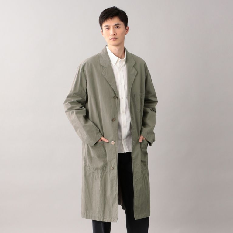 36%OFF！SALE＜三陽商会＞【サンヨー コート メン(SANYO COAT MEN)】＜BLUEFLAG＋kiminori morishita＞綿麻タイプライターアトリエコート グリーン 送料無料 ＆ 定価 60480円から 21600円値引！画像