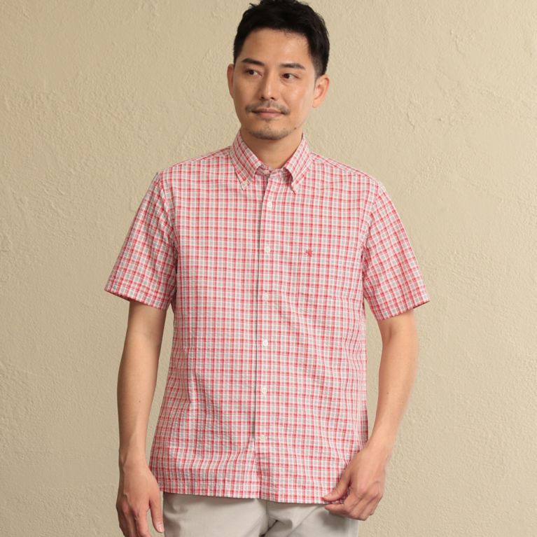 【THE SCOTCH HOUSE】 【COOLMAX】サッカーチェックシャツ. レッド