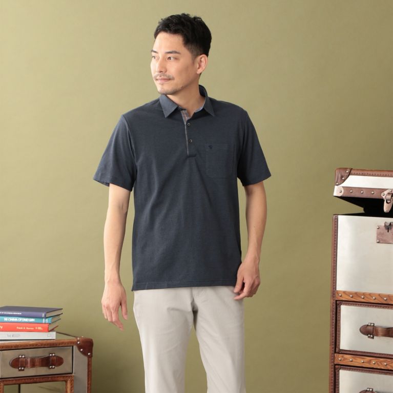 【THE SCOTCH HOUSE】 【180周年記念商品】吸水速乾機能付きリランチェポロシャツ. ネイビー