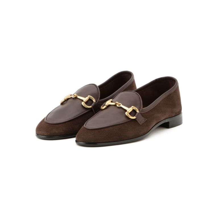 【Paul Stuart MEN】 スエード＆スムースレザーコンビ ビットローファー ブラウン系