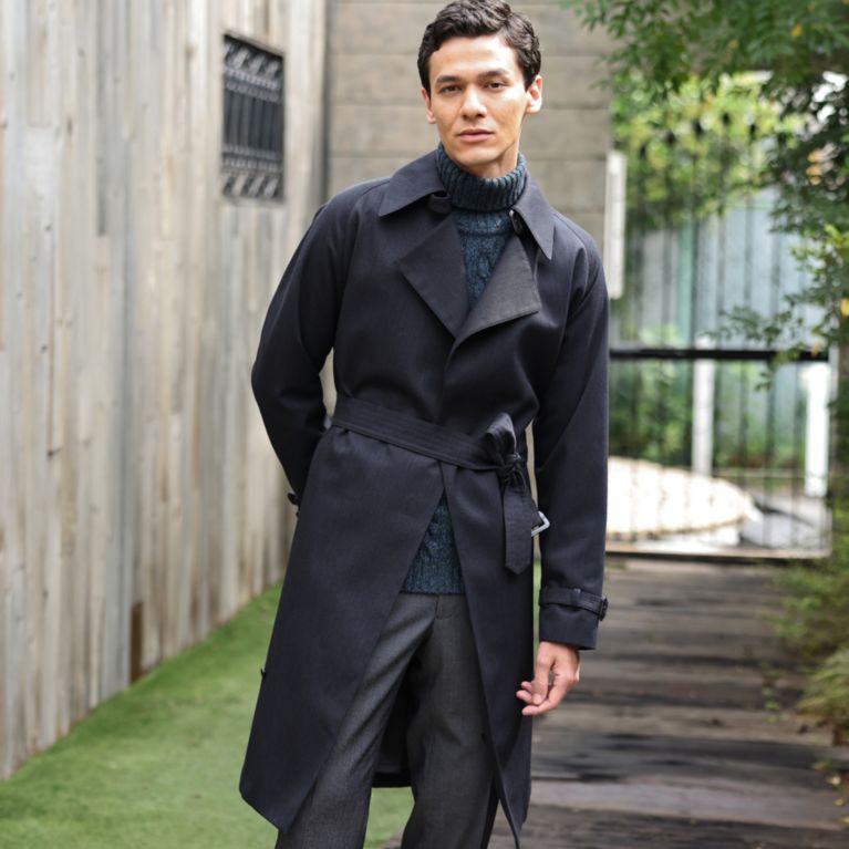 【Paul Stuart MEN】 ウールコットンカルゼクリフォードコート/タイロッケンコート ネイビー