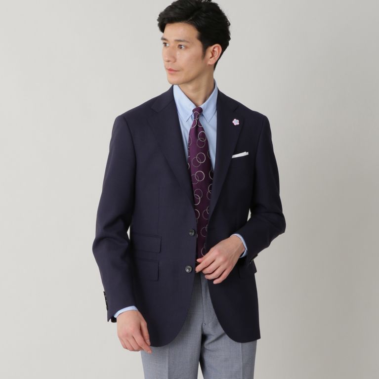 【Paul Stuart MEN】 「SAKURA BLAZER」イギリスファブリックウールブレザー/ジャケット(SAKURA project). ネイビー