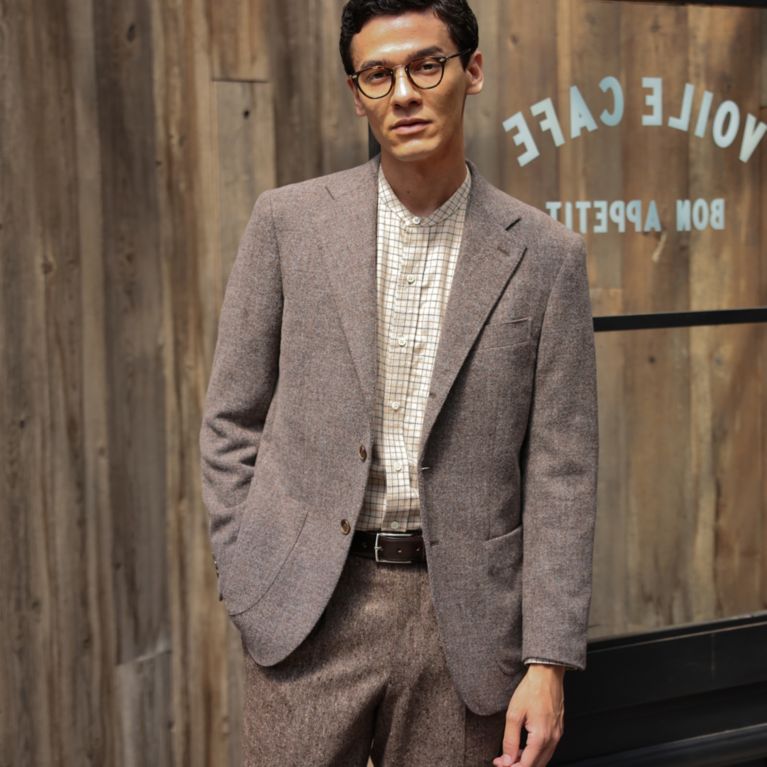【Paul Stuart MEN】 アルパカブレンドループヤーンジャケット ベージュ系