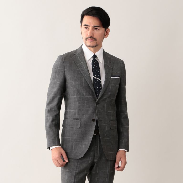 【Paul Stuart MEN】 【STUART'S TRAVELER】 グレンチェックジャケット. グレー系