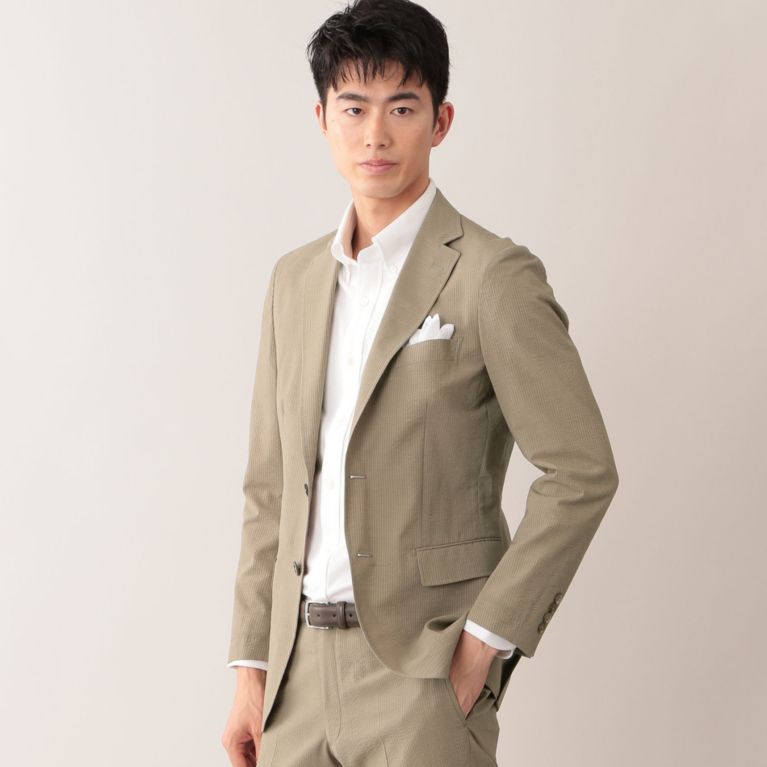 【Paul Stuart MEN】 【STUART'S TRAVELER】 WOOL SUCKER ジャケット. ベージュ系