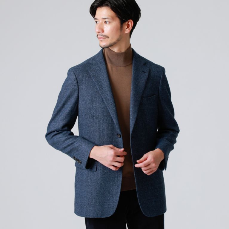 【Paul Stuart MEN】 カシミヤシルクブレンドウールカラージャケット ブルー系
