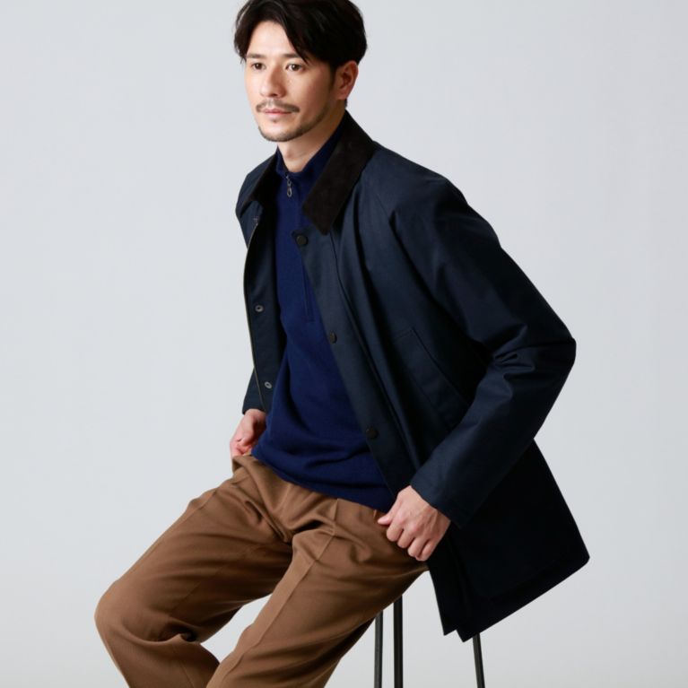 【Paul Stuart MEN】 ラミネートウールフィールドブルゾン ネイビー