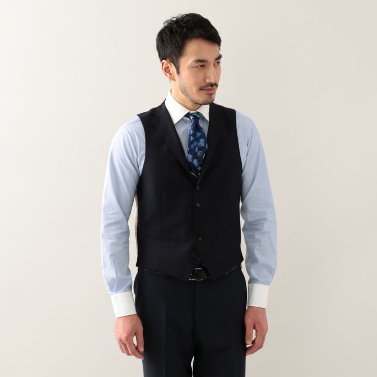 【Paul Stuart MEN】 4SEASONS TOP PLANE ベスト. ネイビー
