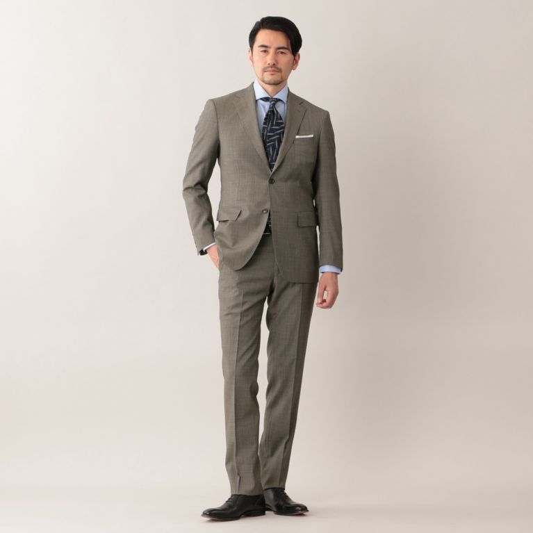 【Paul Stuart MEN】 TICKWEAVE スーツ. ベージュ系