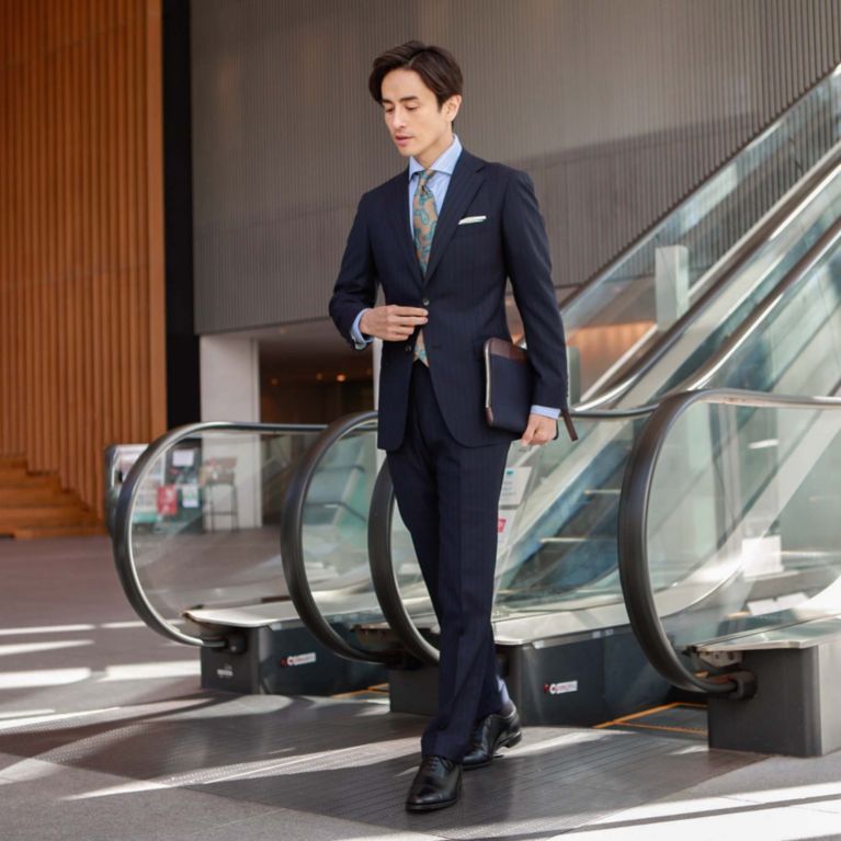 【Paul Stuart MEN】 【EASTGATE MODEL】オルタネイトストライプウールスーツ/セットアップ. ネイビー