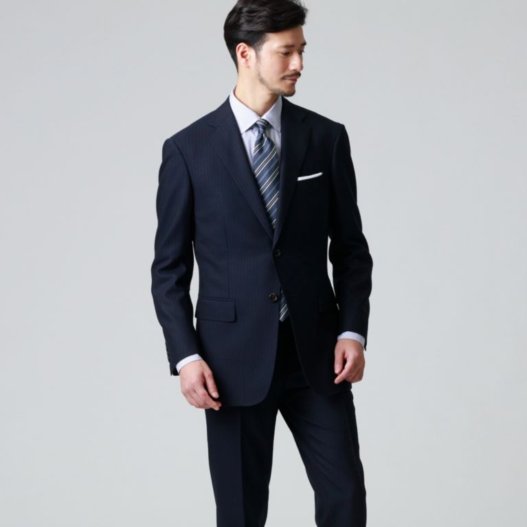 【Paul Stuart MEN】 【EASTGATE MODEL】「10month」ブルーシャドウストライプウールスーツ/セットアップ ネイビー