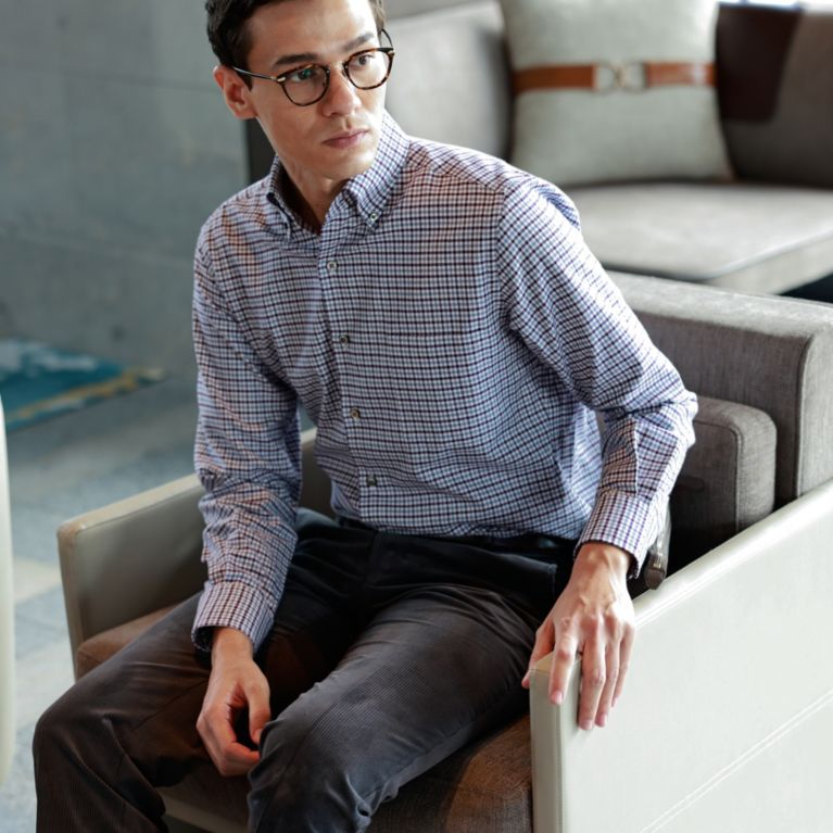 【Paul Stuart MEN】 コットンヴィエラチェックボタンダウンシャツ(カジュアルシャツ) パープル系