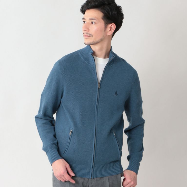 【Paul Stuart MEN】 コットンカシミヤカノコジップアップブルゾン/ジップカーディガン ブルー系