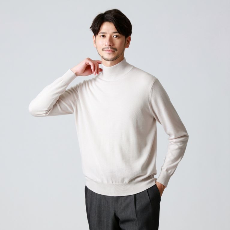 【Paul Stuart MEN】 【限定店舗/WEB限定】エクストラファインスリックウールハイネックニット オフホワイト