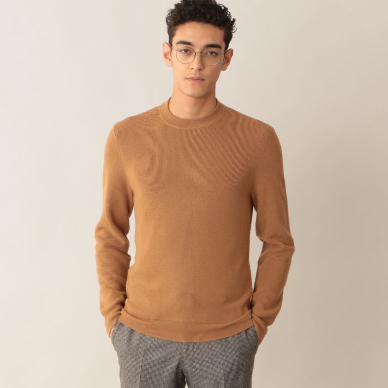 【Paul Stuart MEN】 クルーネックニット. ベージュ系