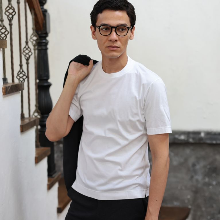 【Paul Stuart MEN】 「Dress Tee Shirts」 コットンスムースドレスTシャツ/カットソー ホワイト