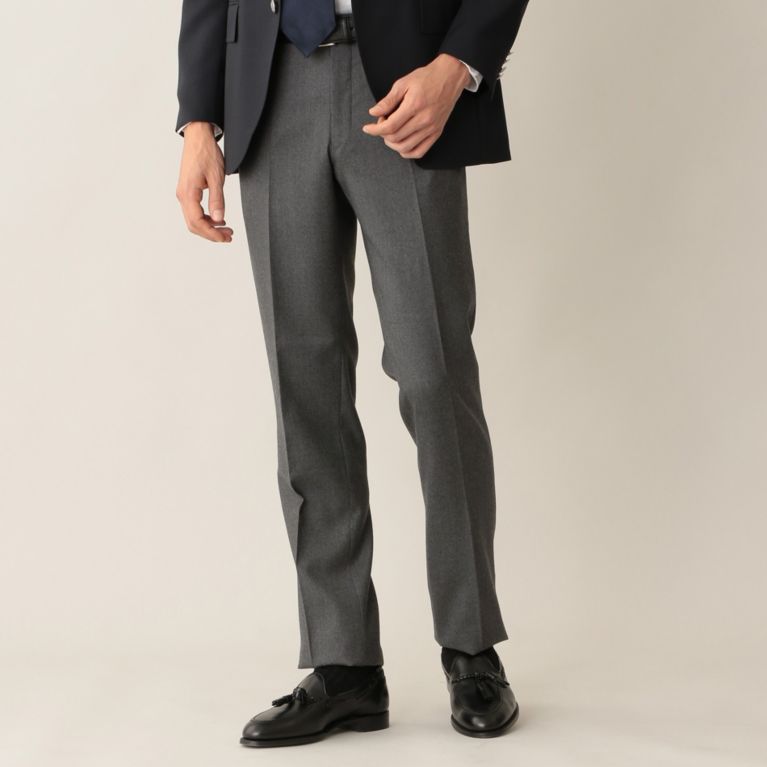 【Paul Stuart MEN】 【QUINTESSENTIAL】ウールサキソニートラウザーズ. グレー