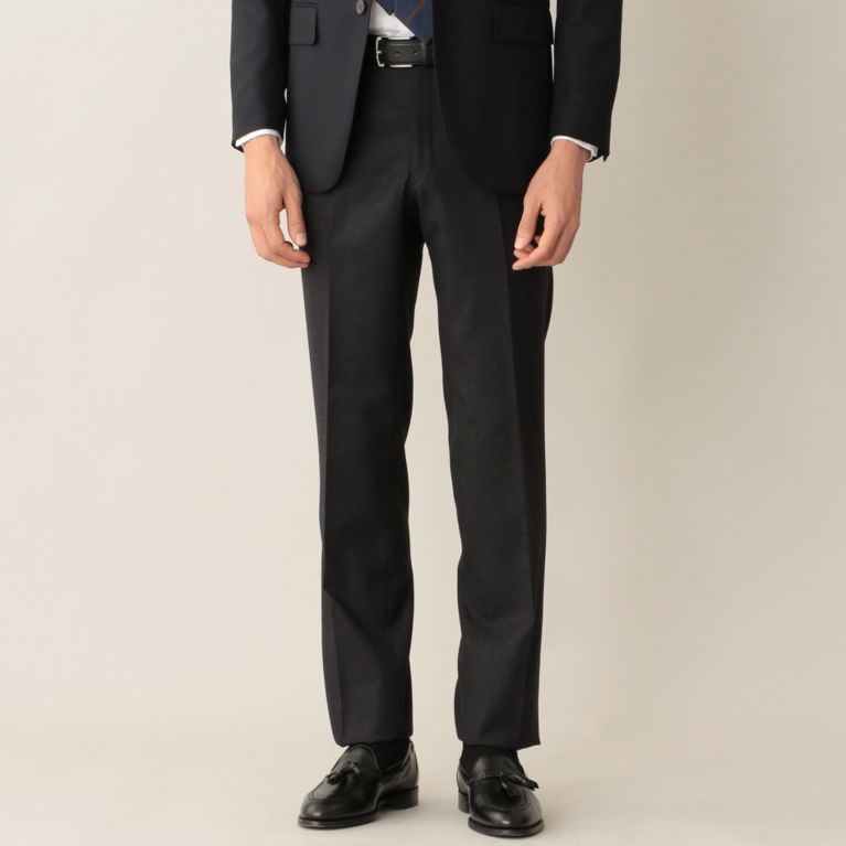 【Paul Stuart MEN】 【QUINTESSENTIAL】ウールサキソニートラウザーズ. ダークグレー