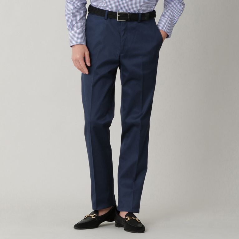 【Paul Stuart MEN】 「Adjustable Fit」オーガニックストレッチツイルチノパンツ. ネイビー