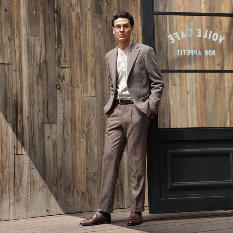 【Paul Stuart MEN】 ウールホームスパントラウザーズ ブラウン系