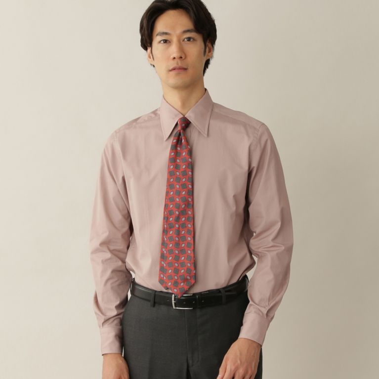 【Paul Stuart MEN】 【数量限定】コットンブロードドレスシャツ/ロングポイントレギュラーカラー. パープル系