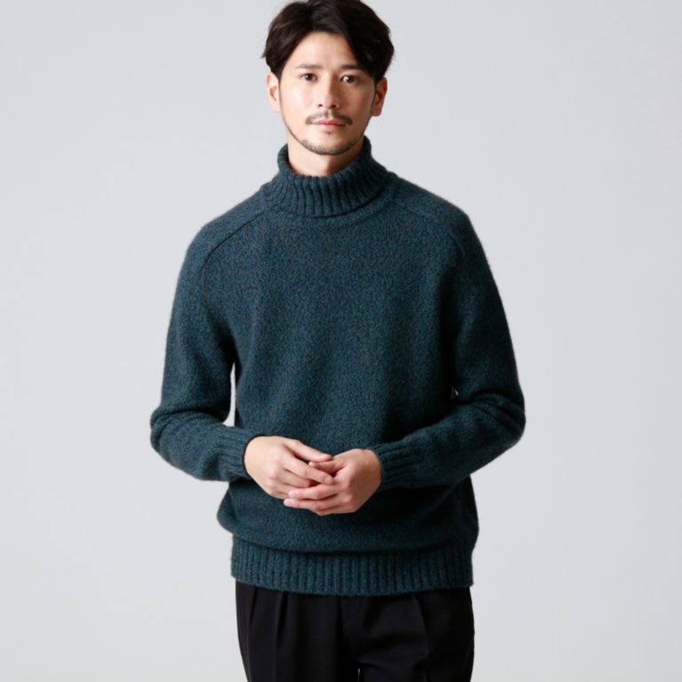 【Paul Stuart MEN】 【数量限定】「COLLECTION LINE」ツイストメランジカシミヤタートルネックセーター ネイビー