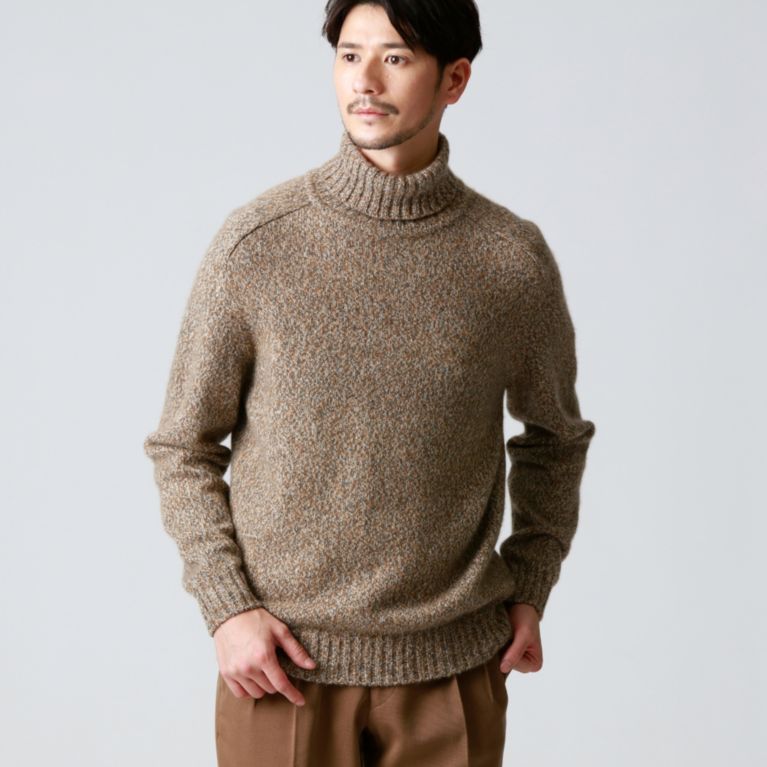 【Paul Stuart MEN】 【数量限定】「COLLECTION LINE」ツイストメランジカシミヤタートルネックセーター ベージュ系