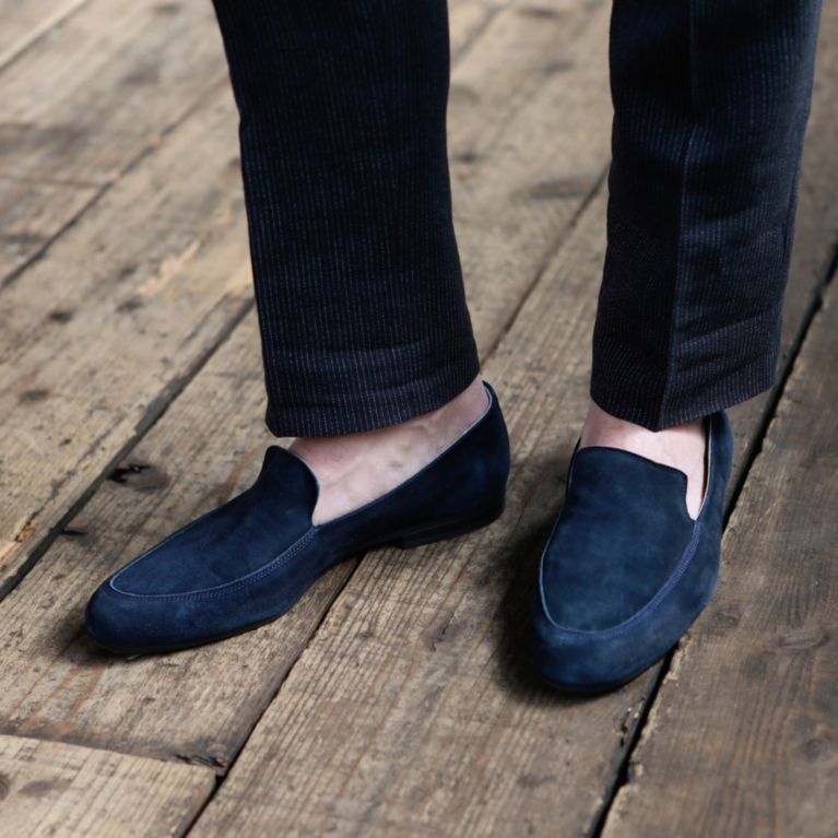 【EPOCA UOMO】 【ポルトガル製】ベロアスリッポン ネイビー2