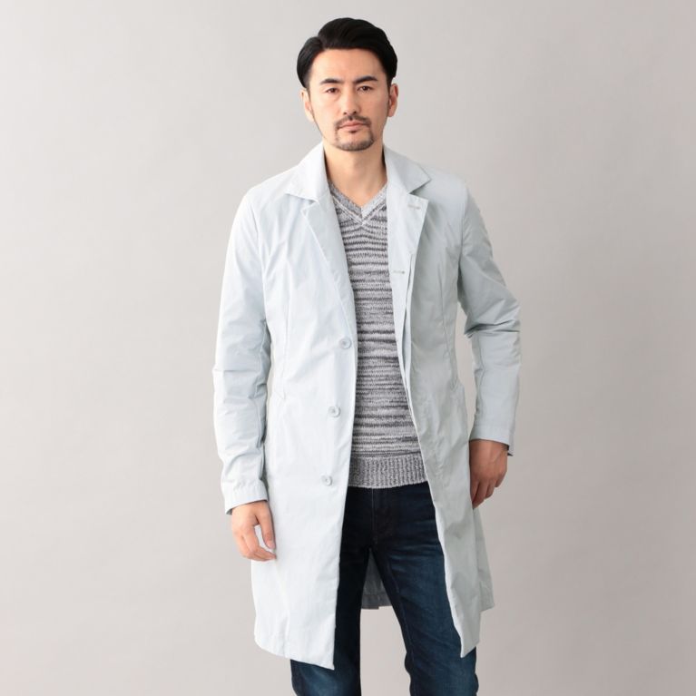 【EPOCA UOMO】 ソロテックスタフタ シングルトレンチコート グレー1