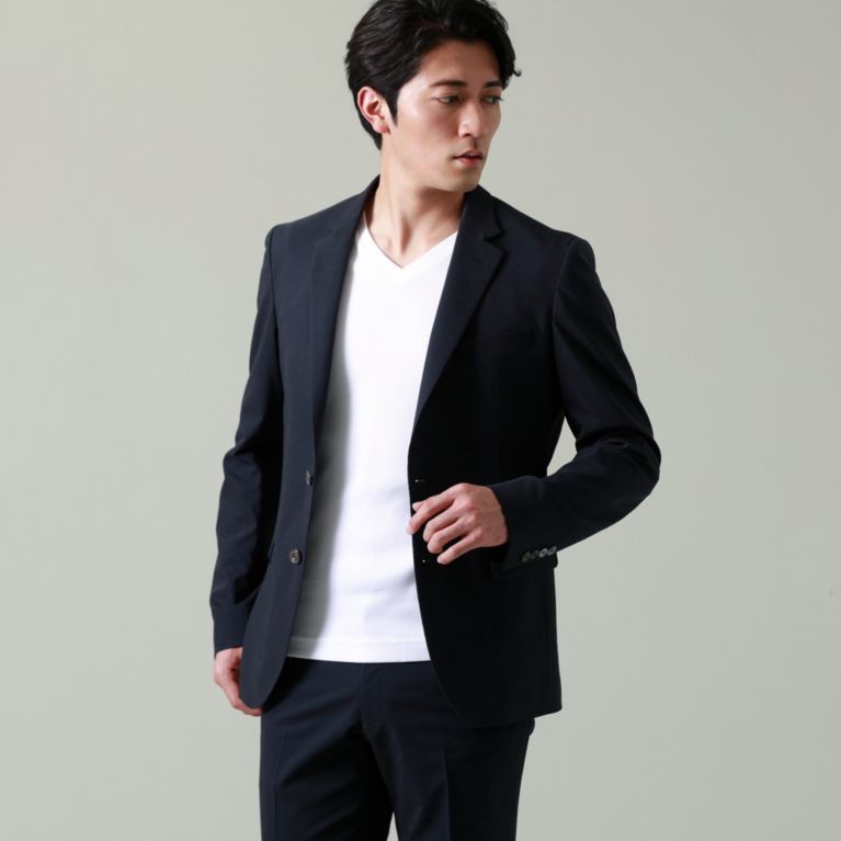 【EPOCA UOMO】 【セットアップ】【ウォッシャブル】ストレッチリネンジャケット ダークグレー