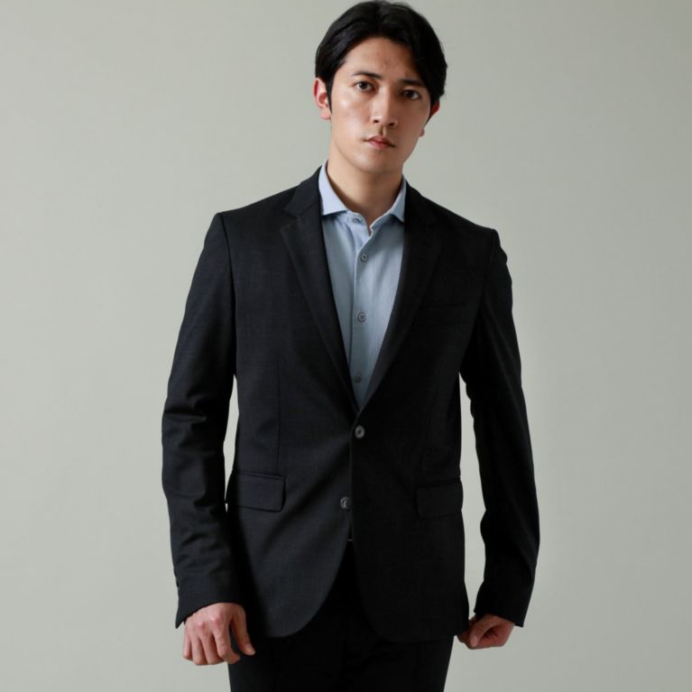 【EPOCA UOMO】 【セットアップ】【ウォッシャブル】ハイパワーストレッチプリントジャケット ブラック