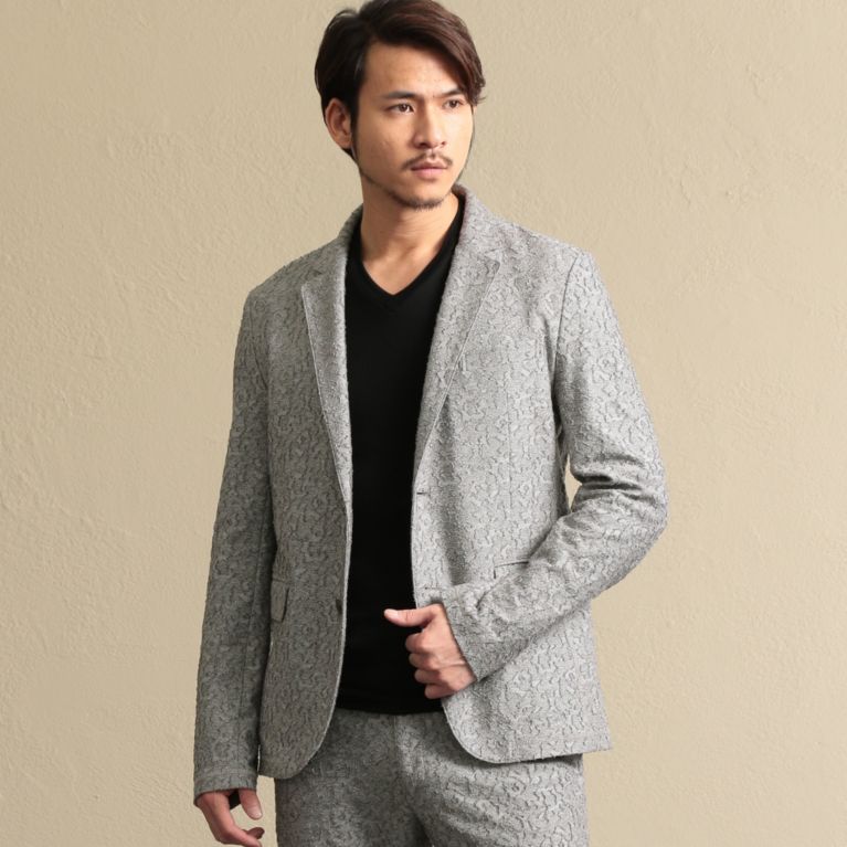 【EPOCA UOMO】 バックカットジャガードジャケット グレー1