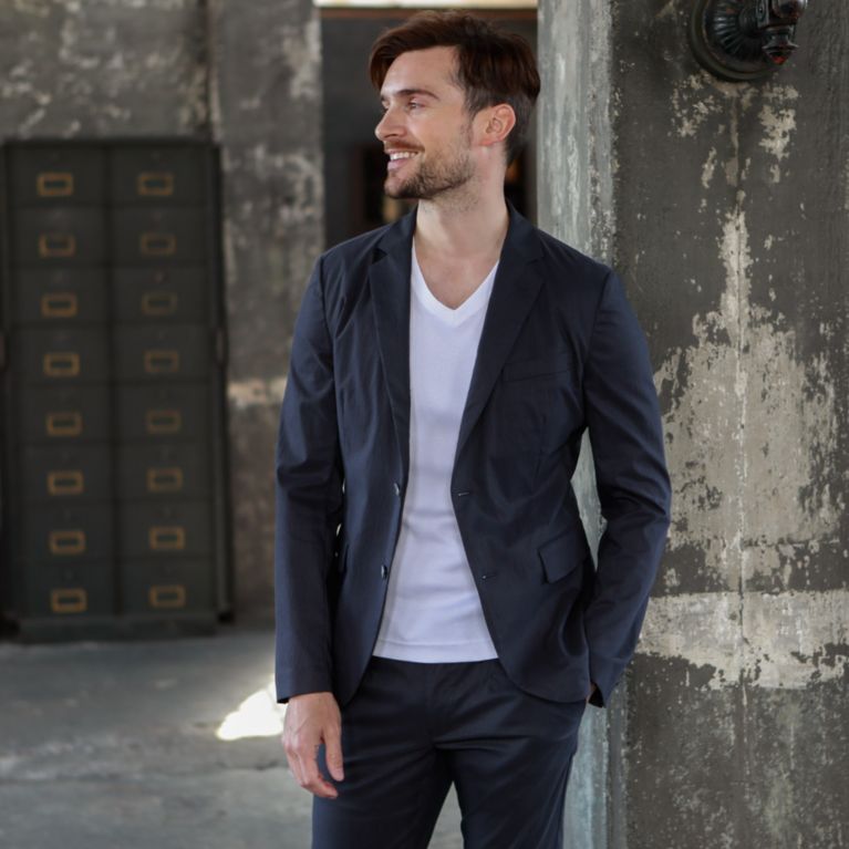 【EPOCA UOMO】 【セットアップ】【ウォッシャブル】リネンストレッチジャケット チャコールグレー