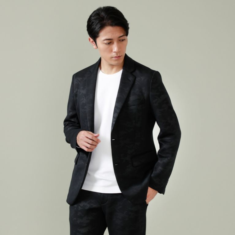 【EPOCA UOMO】 【セットアップ】【ウォッシャブル】カモフラエンボスダンボールジャケット ブラック
