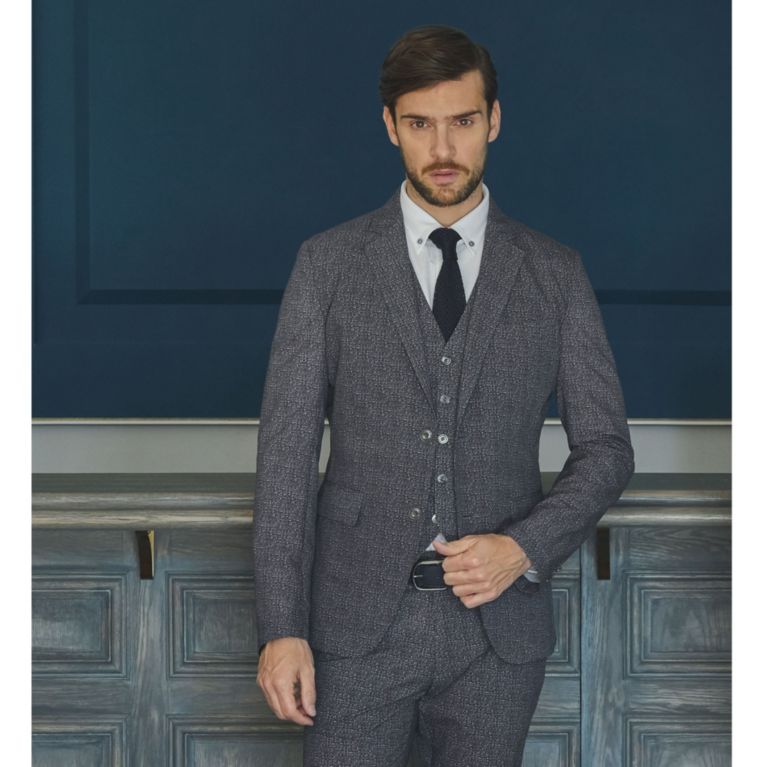 【EPOCA UOMO】 ニット柄クールドッツジャケット ネイビー2