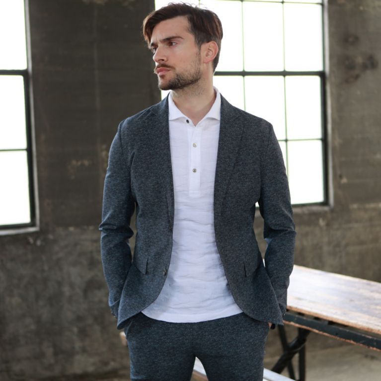 【EPOCA UOMO】 【セットアップ】【ウォッシャブル】サッカーストレッチジャケット ネイビー3