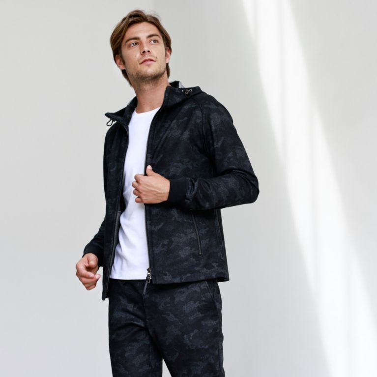 【EPOCA UOMO】 【ウォッシャブル】【セットアップ】ダウンファブリックコンビカモフラパーカ チャコールグレー