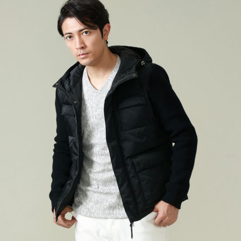 【EPOCA UOMO】 ニットコンビダウンアウター ブラック