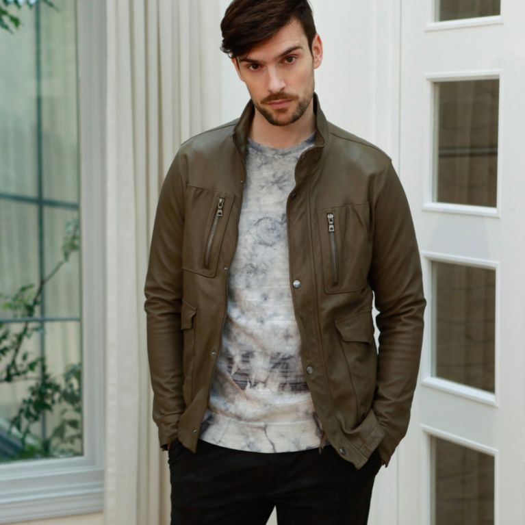 【EPOCA UOMO】 【PRIMA COLLECTION】トルコシープレザーM-65レザーブルゾン カーキ1