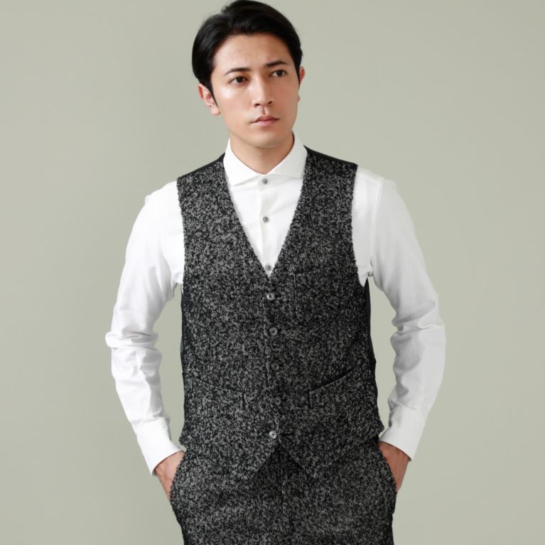 【EPOCA UOMO】 【セットアップ】アルパカリングヘリンボーンベスト ブラック