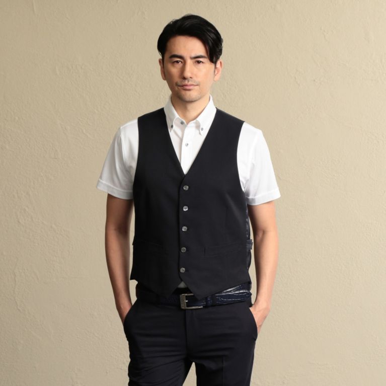 【EPOCA UOMO】 ニットプリントクールドッツベスト ネイビー3
