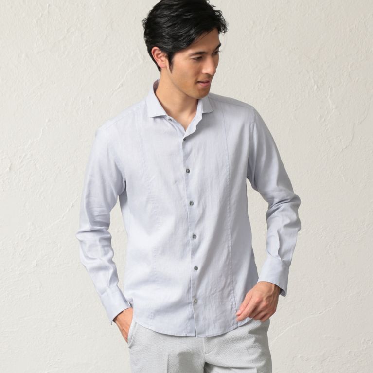 【EPOCA UOMO】 ＊Safari6月号掲載＊ストレッチリネンシャツ ブルー2