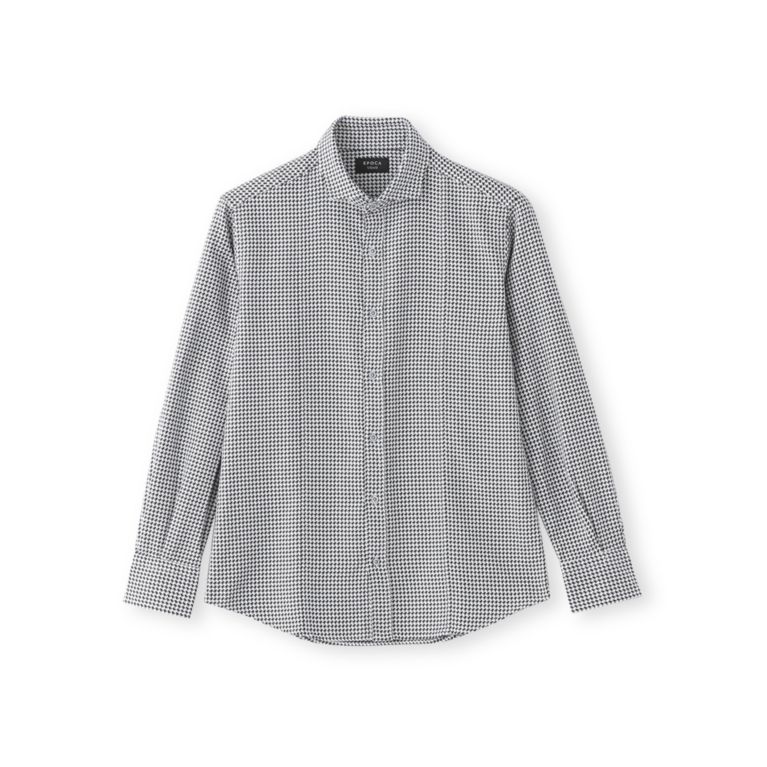 【EPOCA UOMO】 【ウォッシャブル】千鳥格子シャツ チャコールグレー