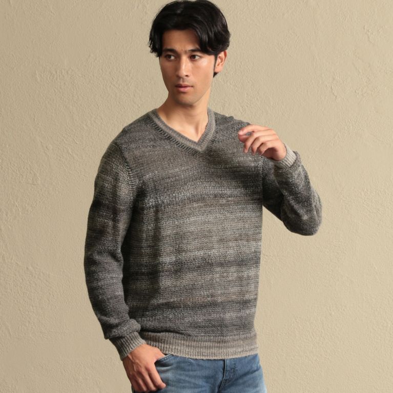 【EPOCA UOMO】 ＊Safari11月号掲載＊カスリボーダーVネックニット グレー2