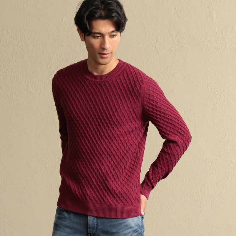 【EPOCA UOMO】 シャドー格子クルーネック レッド3