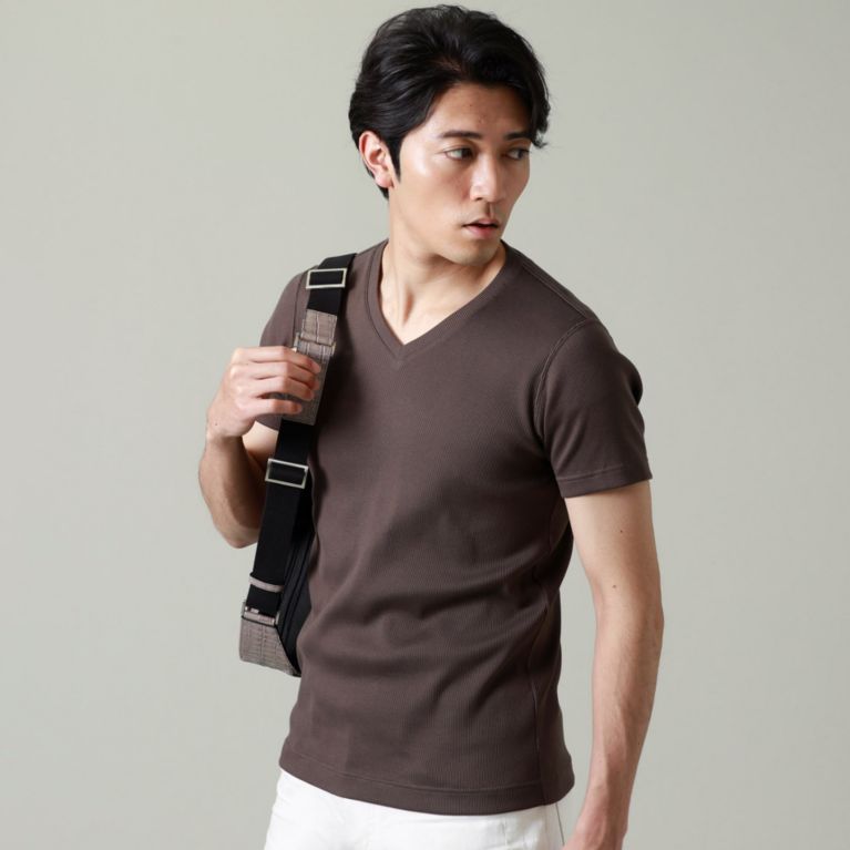 【EPOCA UOMO】 【日本製】Vネックカットソー ブラウン2
